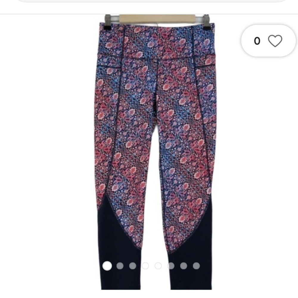 Athleta High Rise Pink Blue Tapestry Print Capri Athletic Leggings Small - Picture 3 of 10
